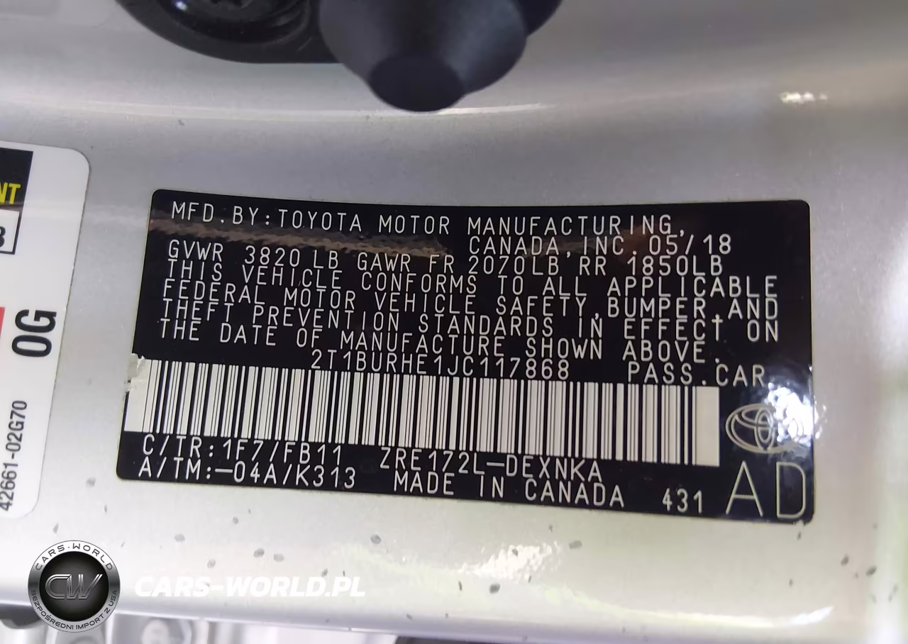 2018 Toyota Corolla Le VIN:2T1BURHE1JC117868 - 9