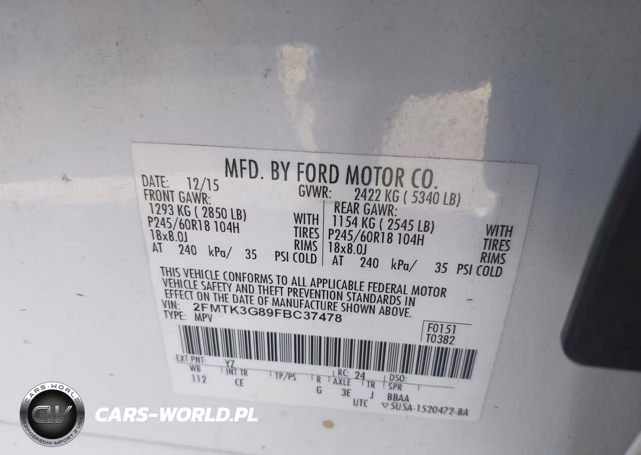 2015 Ford Edge Se VIN:2FMTK3G89FBC37478 - 9