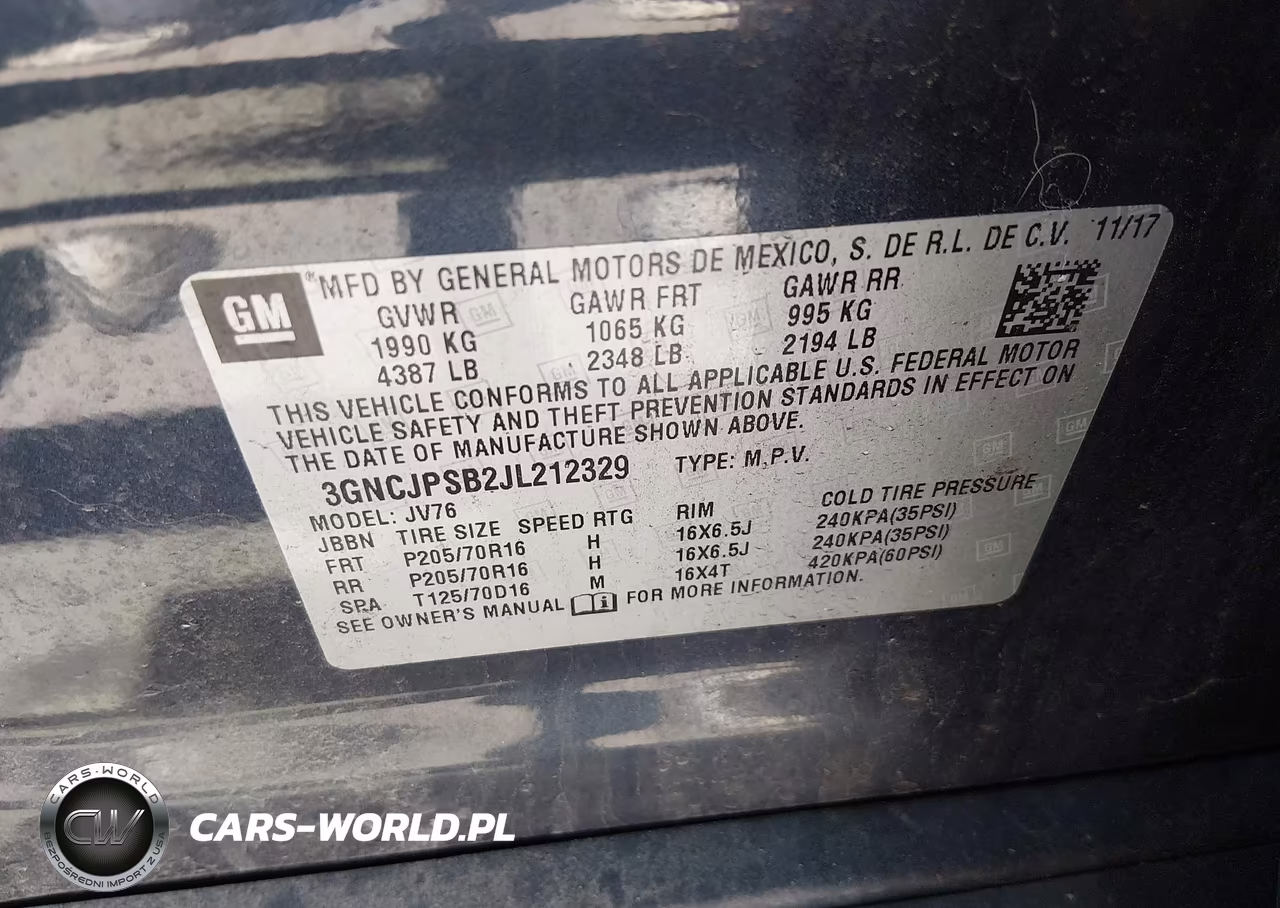 2018 Chevrolet Trax Lt VIN:3GNCJPSB2JL212329 - 9