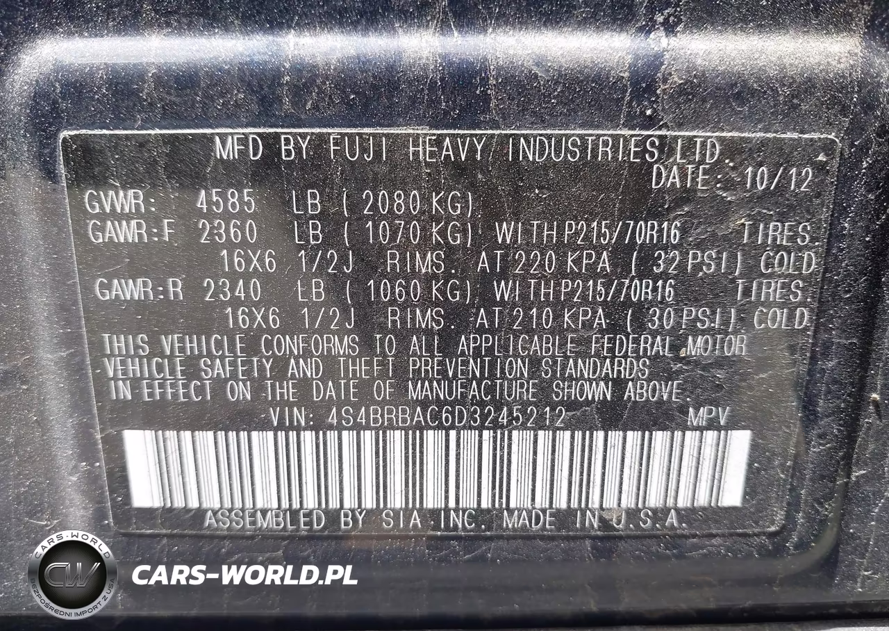 2013 Subaru Outback 2.5I VIN:4S4BRBAC6D3245212 - 9