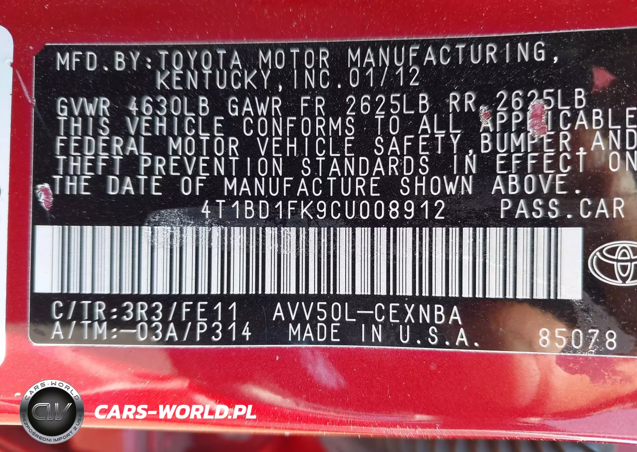 2012 Toyota Camry Hybrid Le VIN:4T1BD1FK9CU008912 - 9