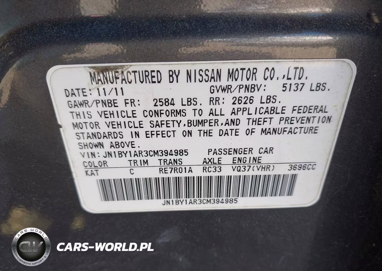 2012 Infiniti M37X VIN:JN1BY1AR3CM394985 - 9