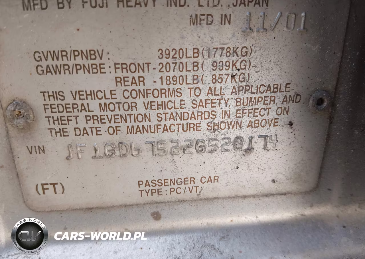 2002 Subaru Impreza 2.5Rs VIN:JF1GD67522G520174 - 9
