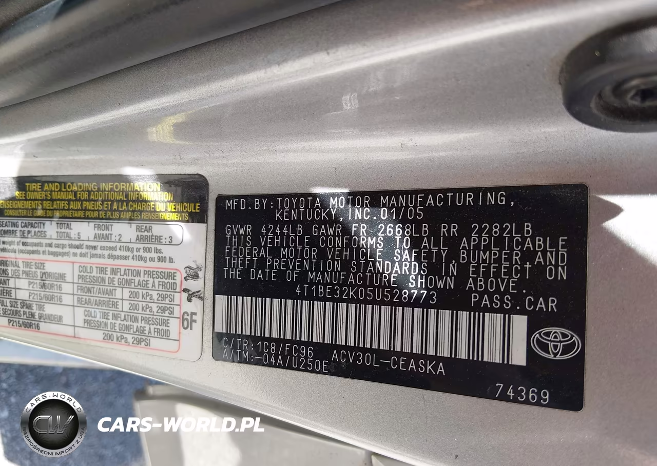 2005 Toyota Camry Se VIN:4T1BE32K05U528773 - 9