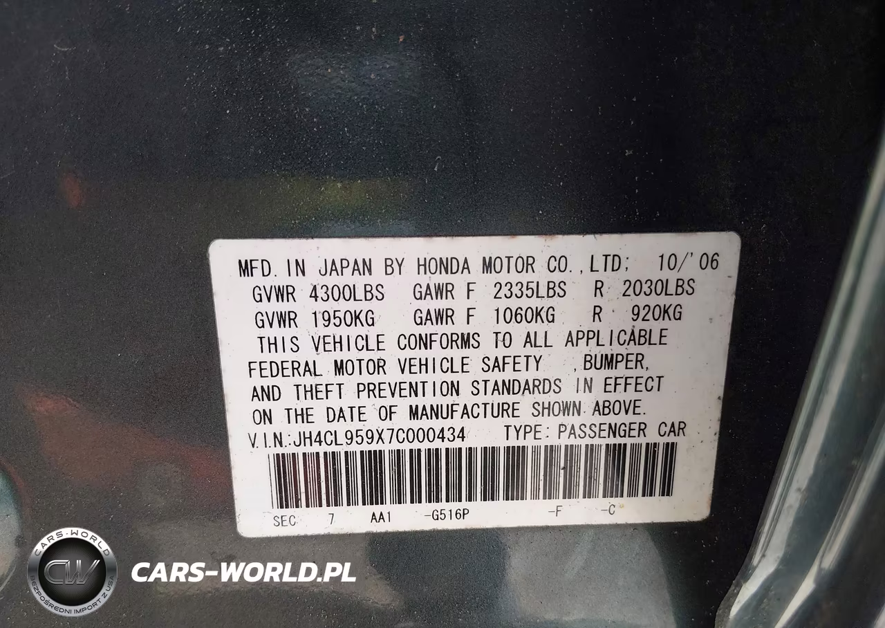 2007 Acura Tsx VIN:JH4CL959X7C000434 - 9