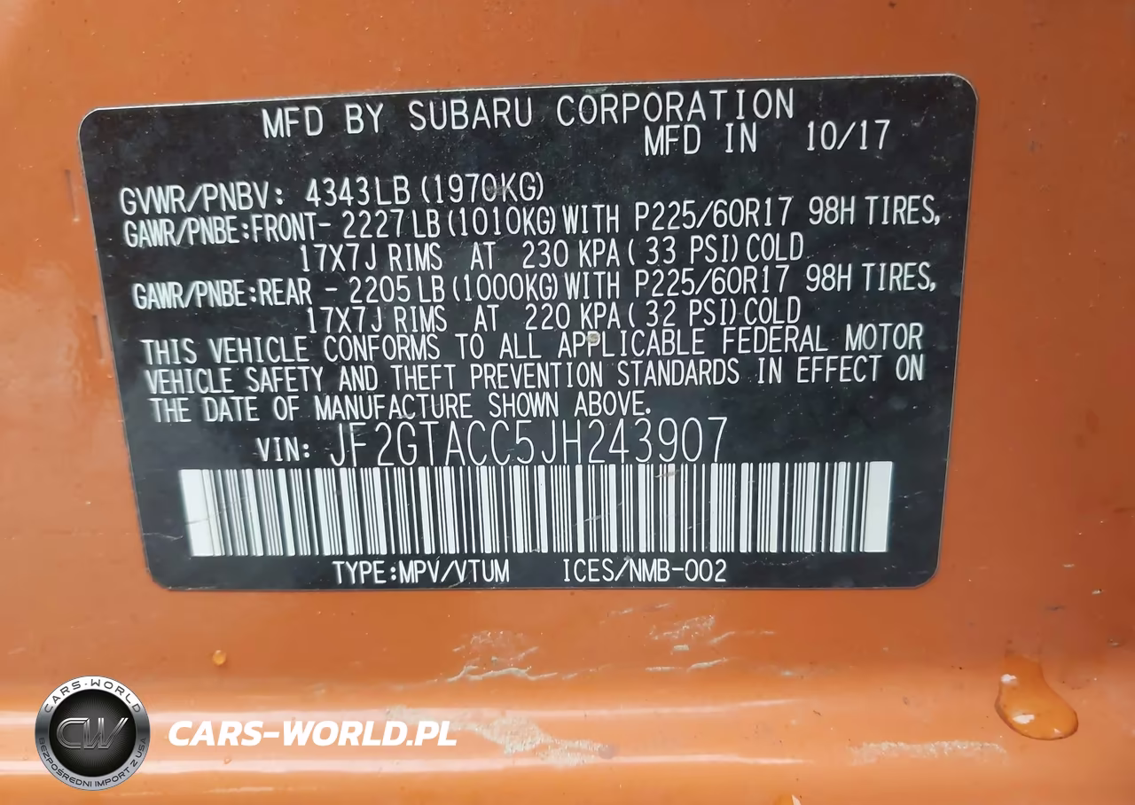 2018 Subaru Crosstrek 2.0I Premium VIN:JF2GTACC5JH243907 - 9