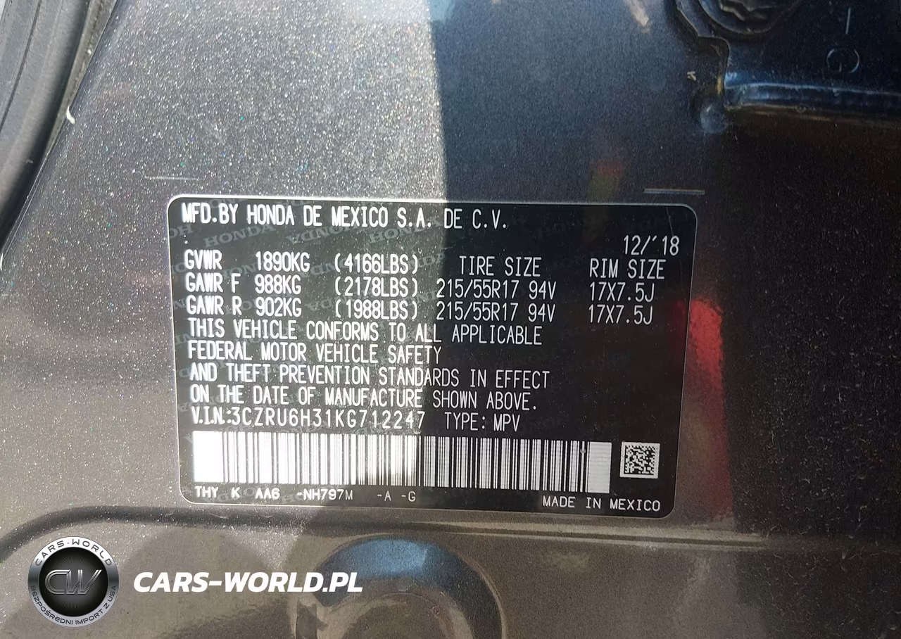2019 Honda Hr-V Lx VIN:3CZRU6H31KG712247 - 9