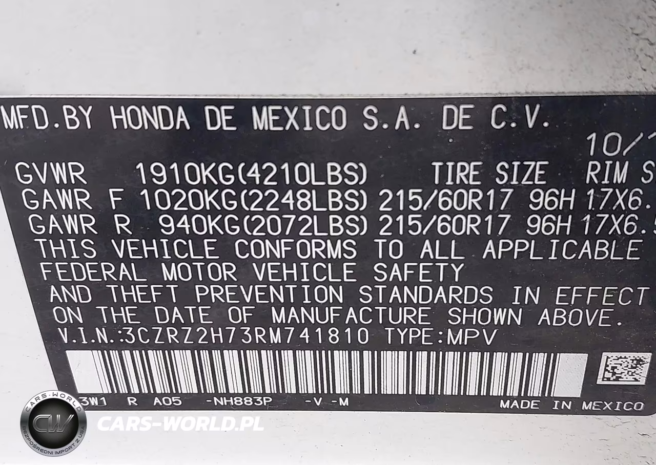 2024 Honda Hr-V Awd Ex-L-Awd Ex-L W-O Bsi VIN:3CZRZ2H73RM741810 - 9