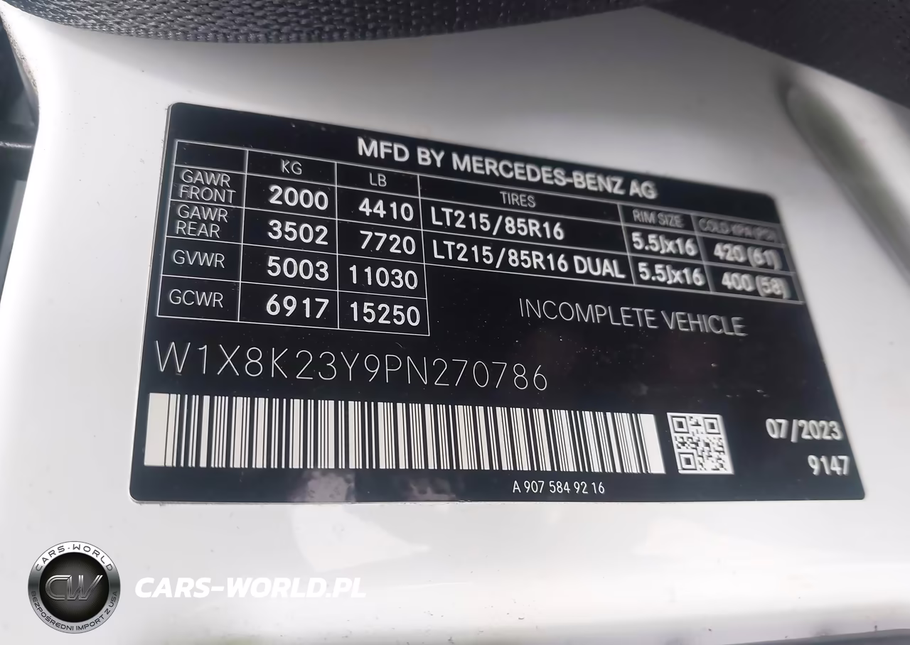 2023 Mercedes-Benz Sprinter 3500Xd Standard Roof 4-Cyl Diesel VIN:W1X8K23Y9PN270786 - 9
