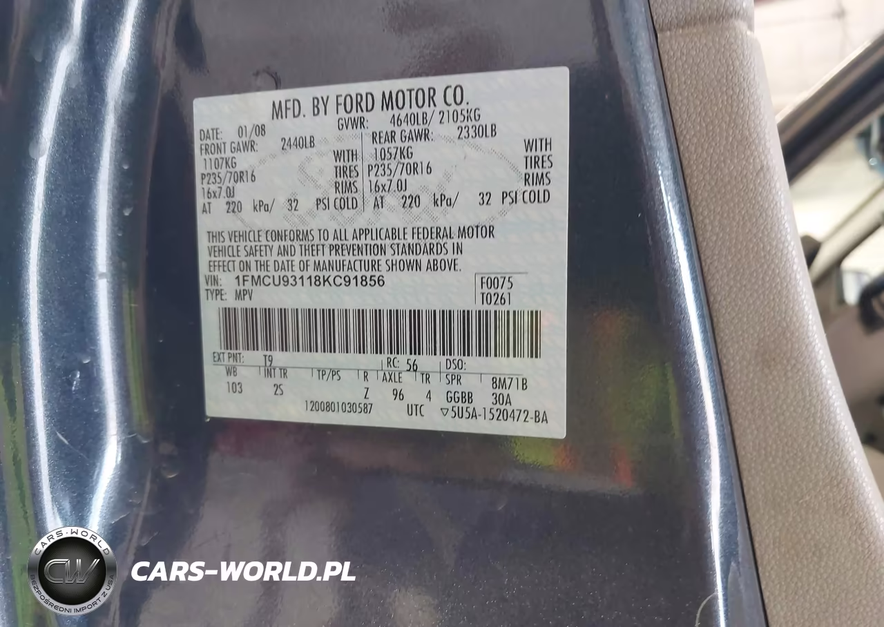 2008 Ford Escape Xlt VIN:1FMCU93118KC91856 - 9