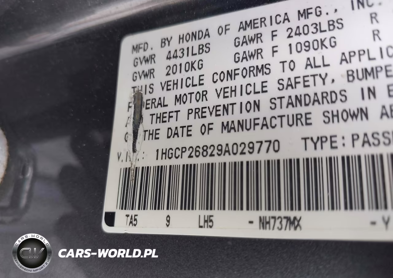 2009 Honda Accord 2.4 Ex-L VIN:1HGCP26829A029770 - 9