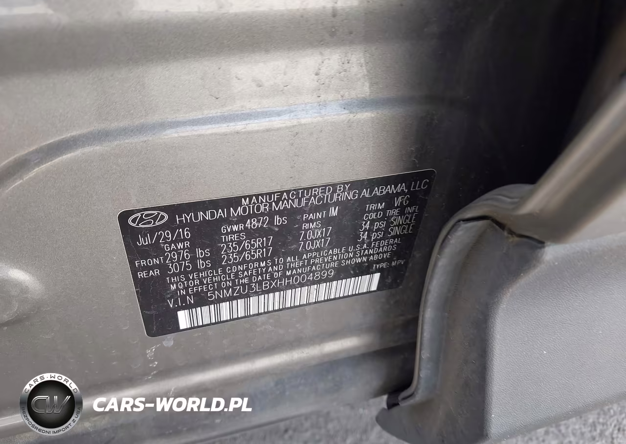 2017 Hyundai Santa Fe Sport 2.4L VIN:5NMZU3LBXHH004899 - 9