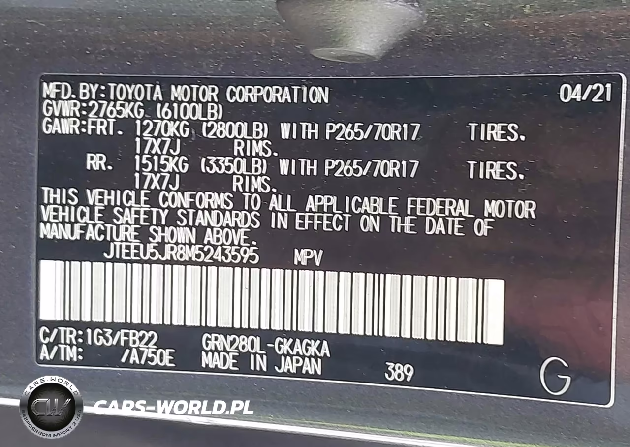 2021 Toyota 4Runner Sr5 VIN:JTEEU5JR8M5243595 - 9
