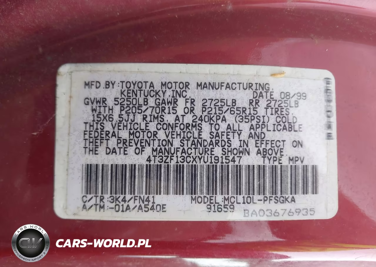 2000 Toyota Sienna Le VIN:4T3ZF13CXYU191547 - 9