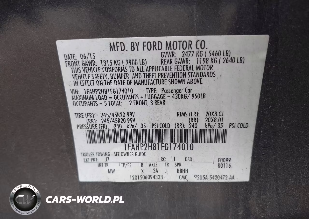 2015 Ford Taurus Sel VIN:1FAHP2H81FG174010 - 9