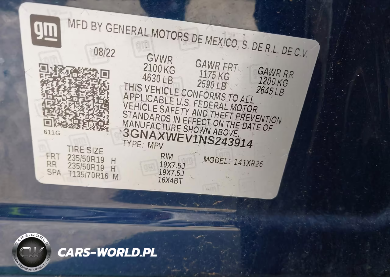 2022 Chevrolet Equinox Awd Rs VIN:3GNAXWEV1NS243914 - 9