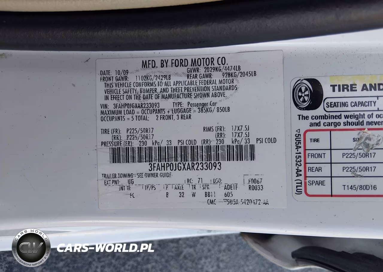 2010 Ford Fusion Sel VIN:3FAHP0JGXAR233093 - 9