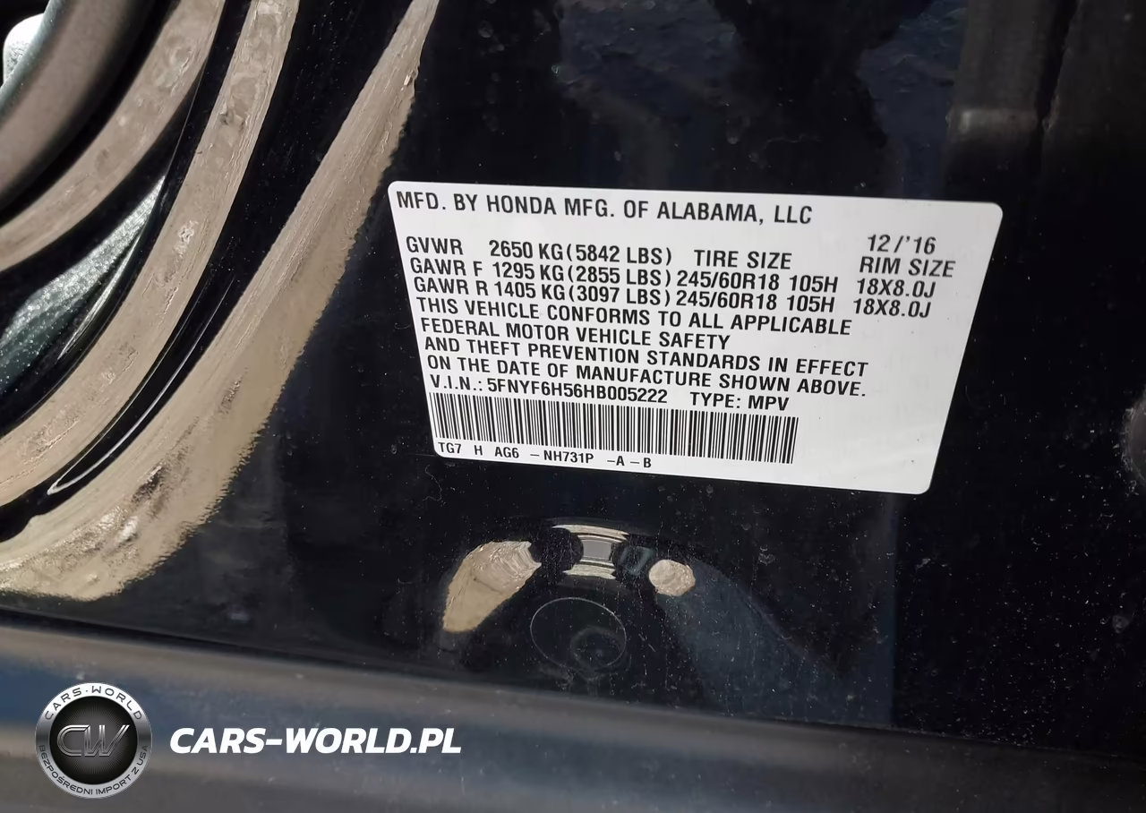 2017 Honda Pilot Ex-L VIN:5FNYF6H56HB005222 - 9