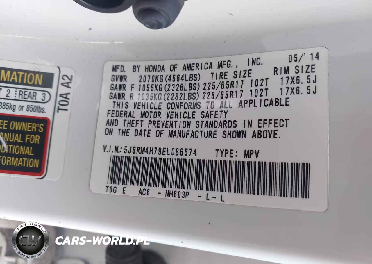 2014 Honda Cr-V Ex-L VIN:5J6RM4H79EL086574 - 9