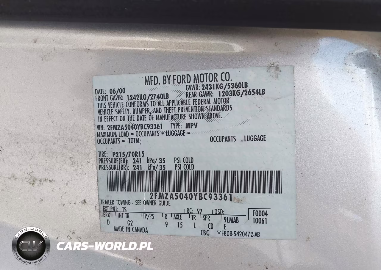 2000 Ford Windstar VIN:2FMZA5040YBC93361 - 9