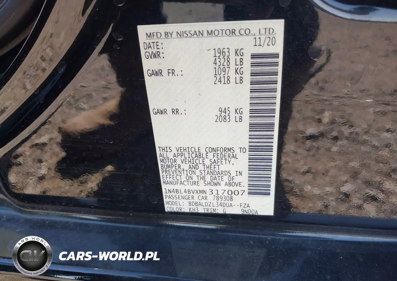 2021 Nissan Altima S Fwd VIN:1N4BL4BVXMN317007 - 9