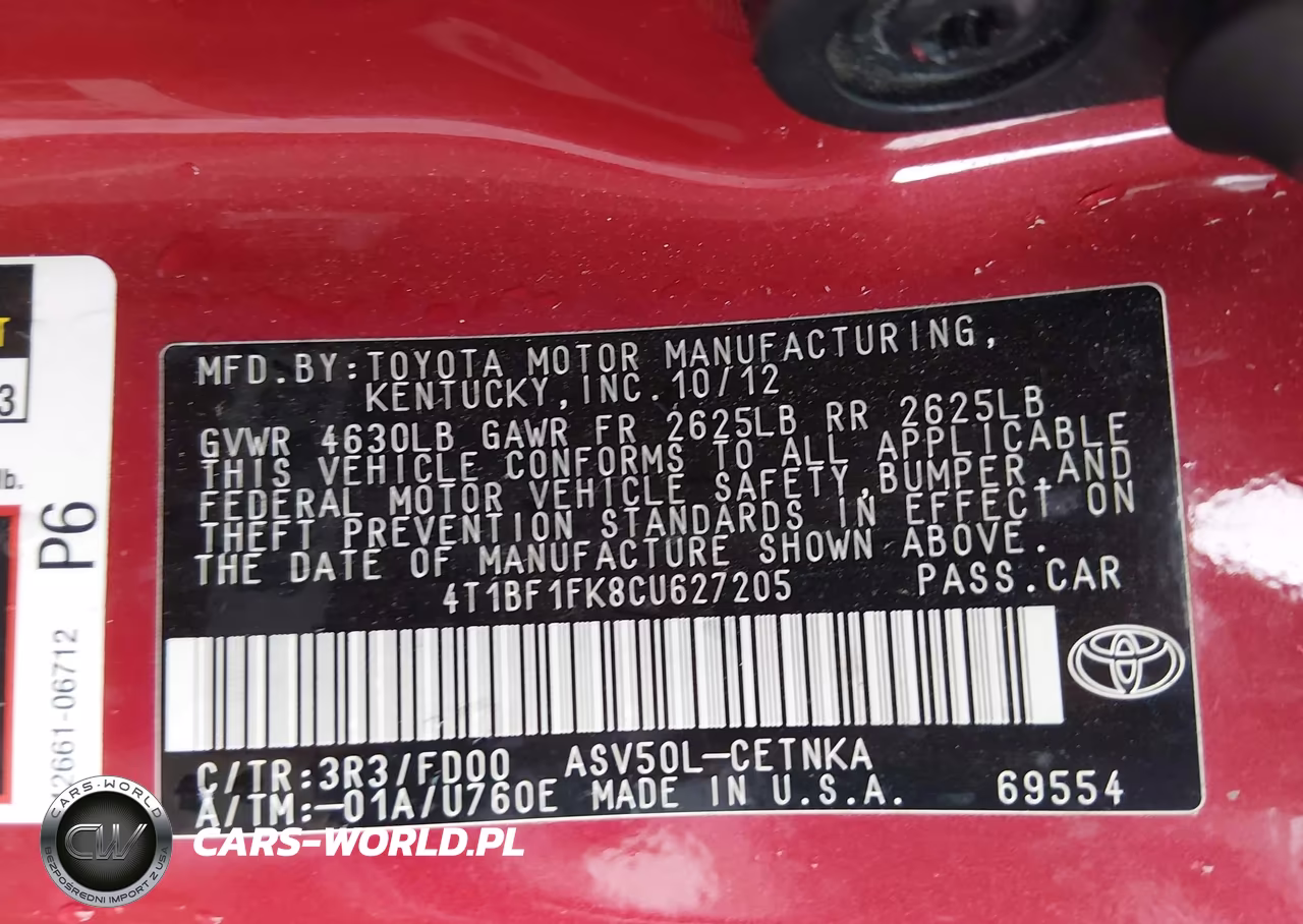 2012 Toyota Camry Le VIN:4T1BF1FK8CU627205 - 9