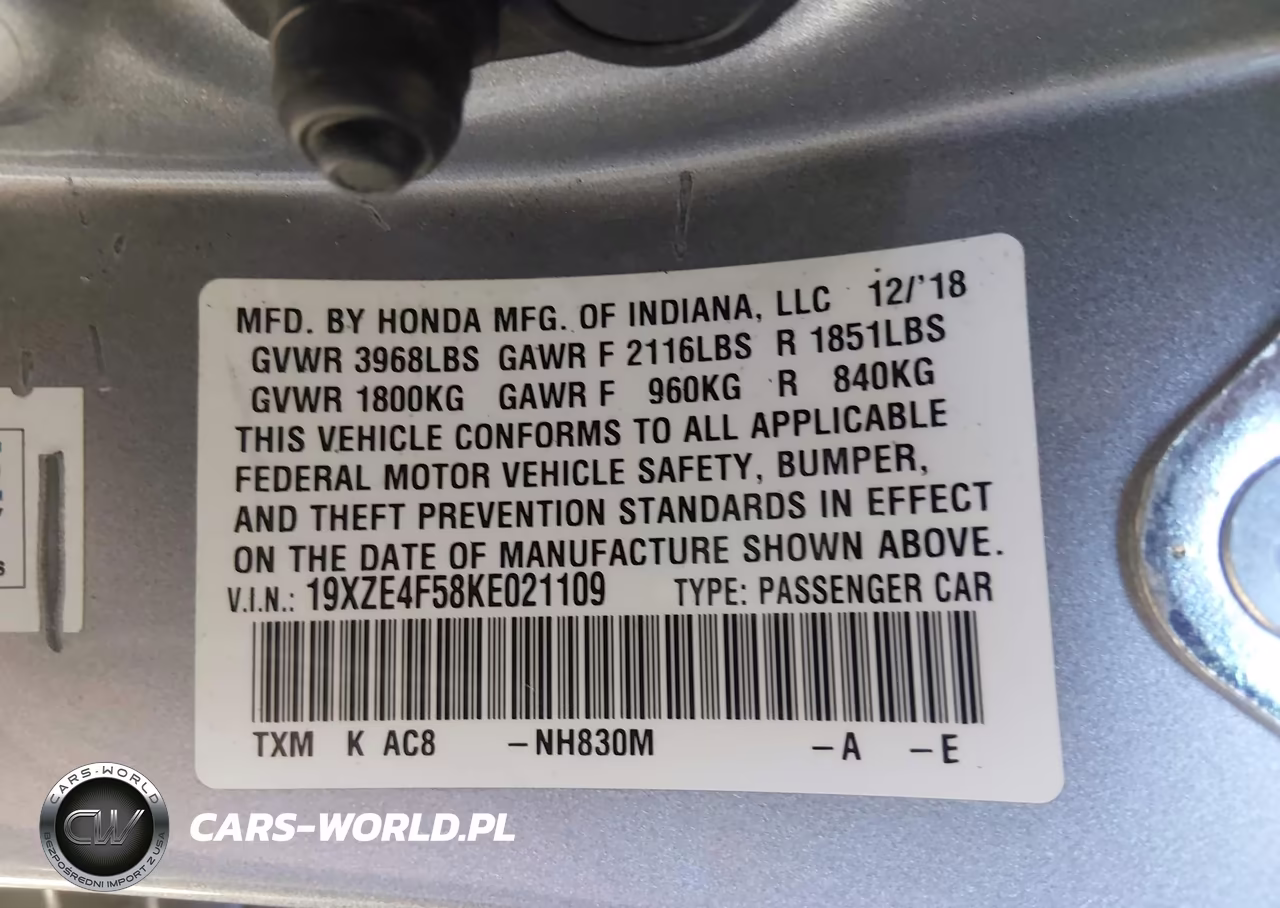 2019 Honda Insight Ex VIN:19XZE4F58KE021109 - 9