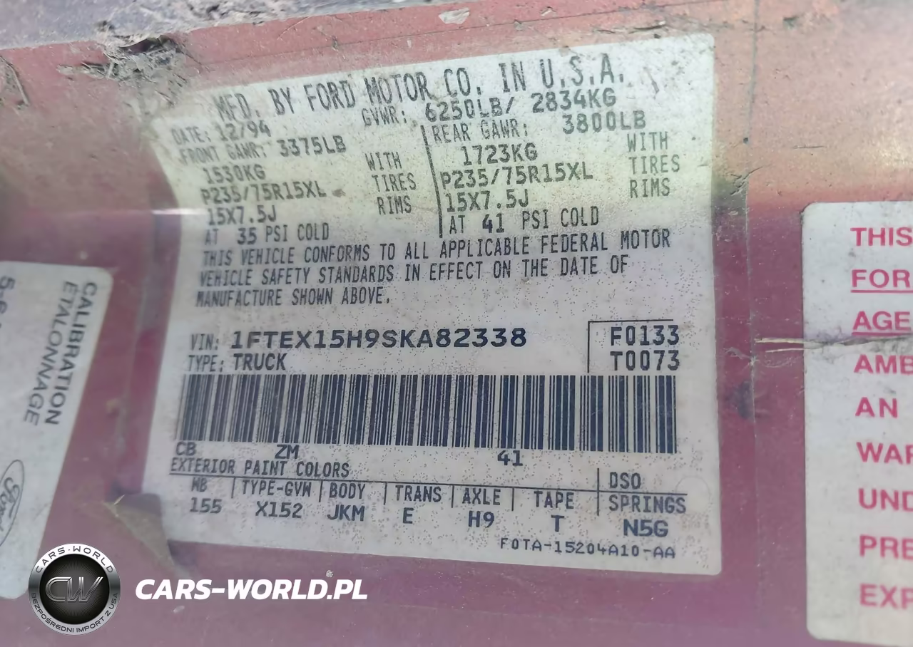1995 Ford F150 VIN:1FTEX15H9SKA82338 - 9