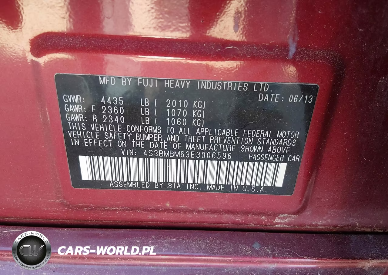 2014 Subaru Legacy 2.5I Limited VIN:4S3BMBM63E3006596 - 9