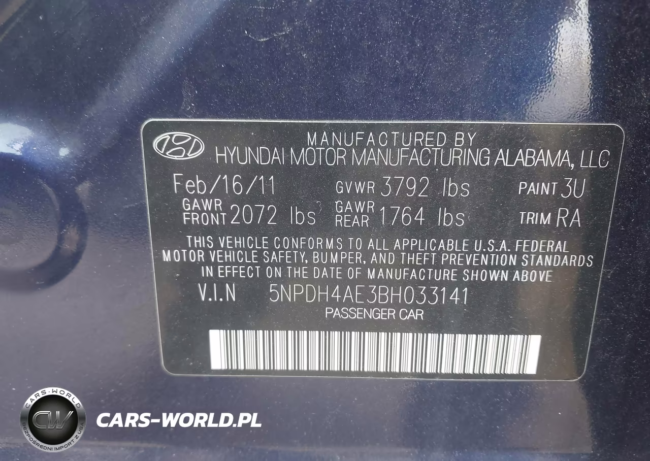 2011 Hyundai Elantra Gls VIN:5NPDH4AE3BH033141 - 9