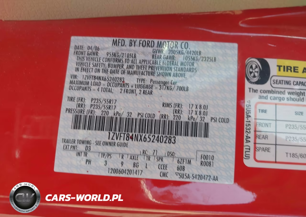 2006 Ford Mustang V6 VIN:1ZVFT84NX65240283 - 9