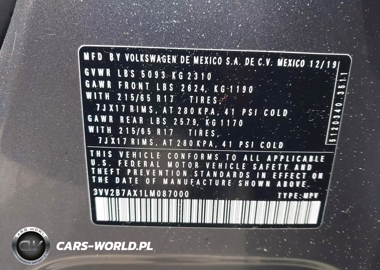 2020 Volkswagen Tiguan 2.0T Se-2.0T Se R-Line Black-2.0T Sel VIN:3VV2B7AX1LM087000 - 9