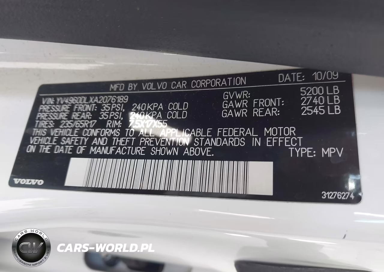 2010 Volvo Xc60 3.2 VIN:YV4960DLXA2076189 - 9