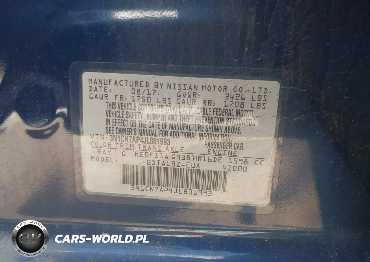 2018 Nissan Versa 1.6 Sv VIN:3N1CN7AP4JL801993 - 9