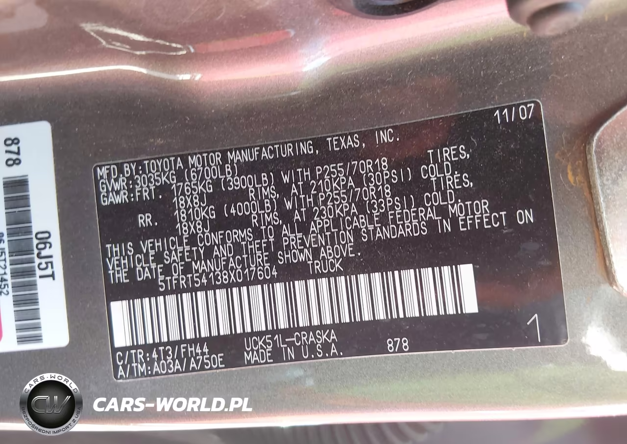 2008 Toyota Tundra Base 4.7L V8 VIN:5TFRT54138X017604 - 9