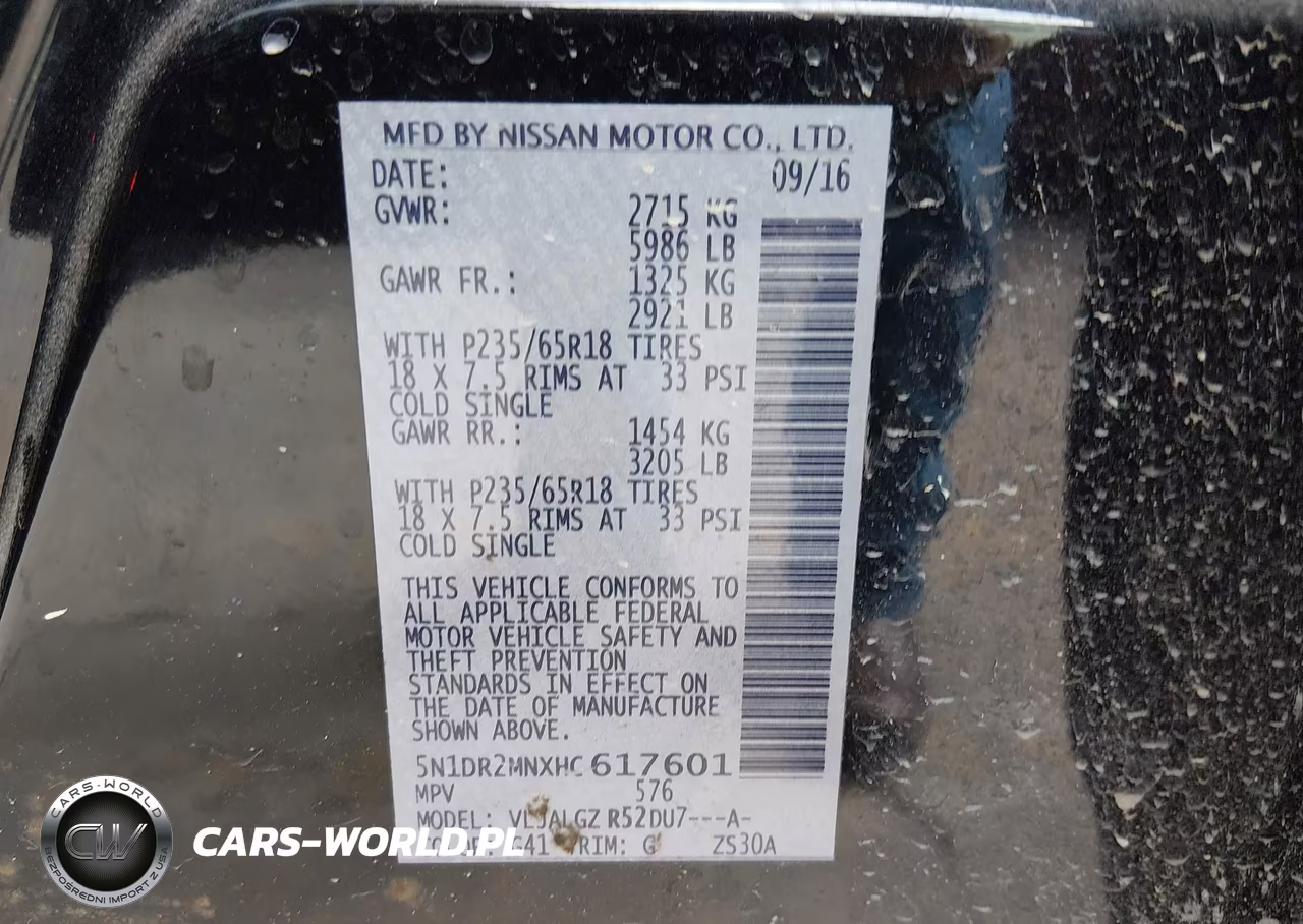2017 Nissan Pathfinder Sl VIN:5N1DR2MNXHC617601 - 9