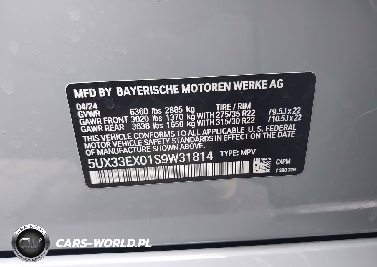 2025 BMW X6 xDrive40I VIN:5UX33EX01S9W31814 - 9