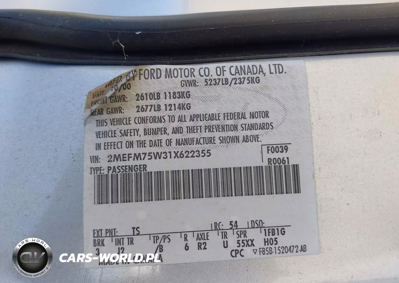 2001 Mercury Grand Marquis Ls VIN:2MEFM75W31X622355 - 9
