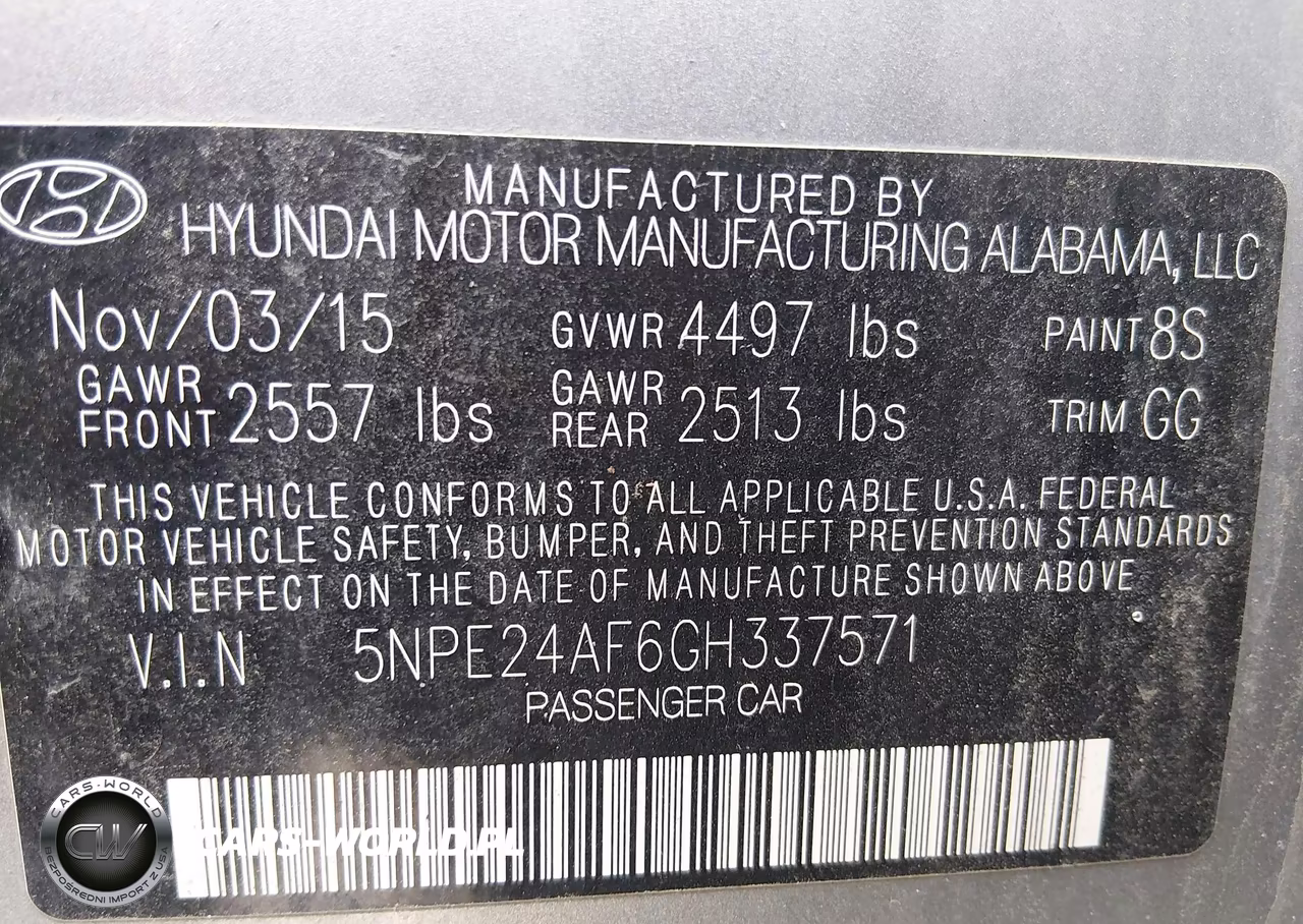 2016 Hyundai Sonata Se VIN:5NPE24AF6GH337571 - 9