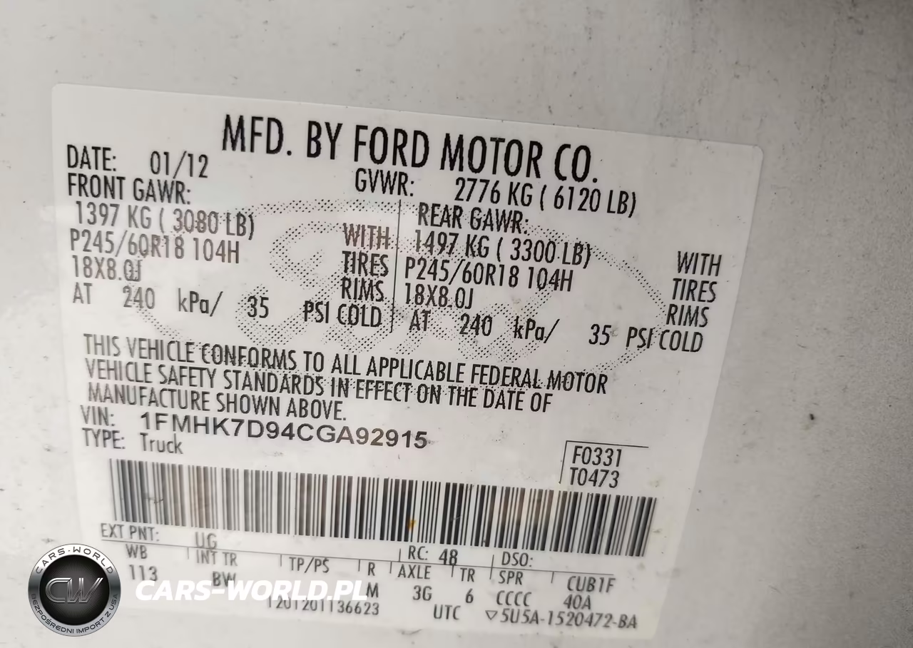 2012 Ford Explorer Xlt VIN:1FMHK7D94CGA92915 - 9