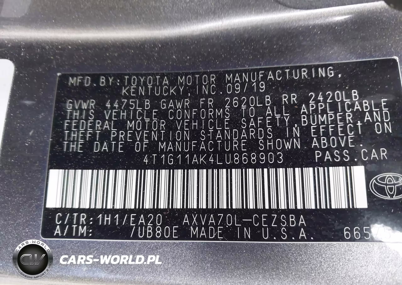2020 Toyota Camry Se VIN:4T1G11AK4LU868903 - 9