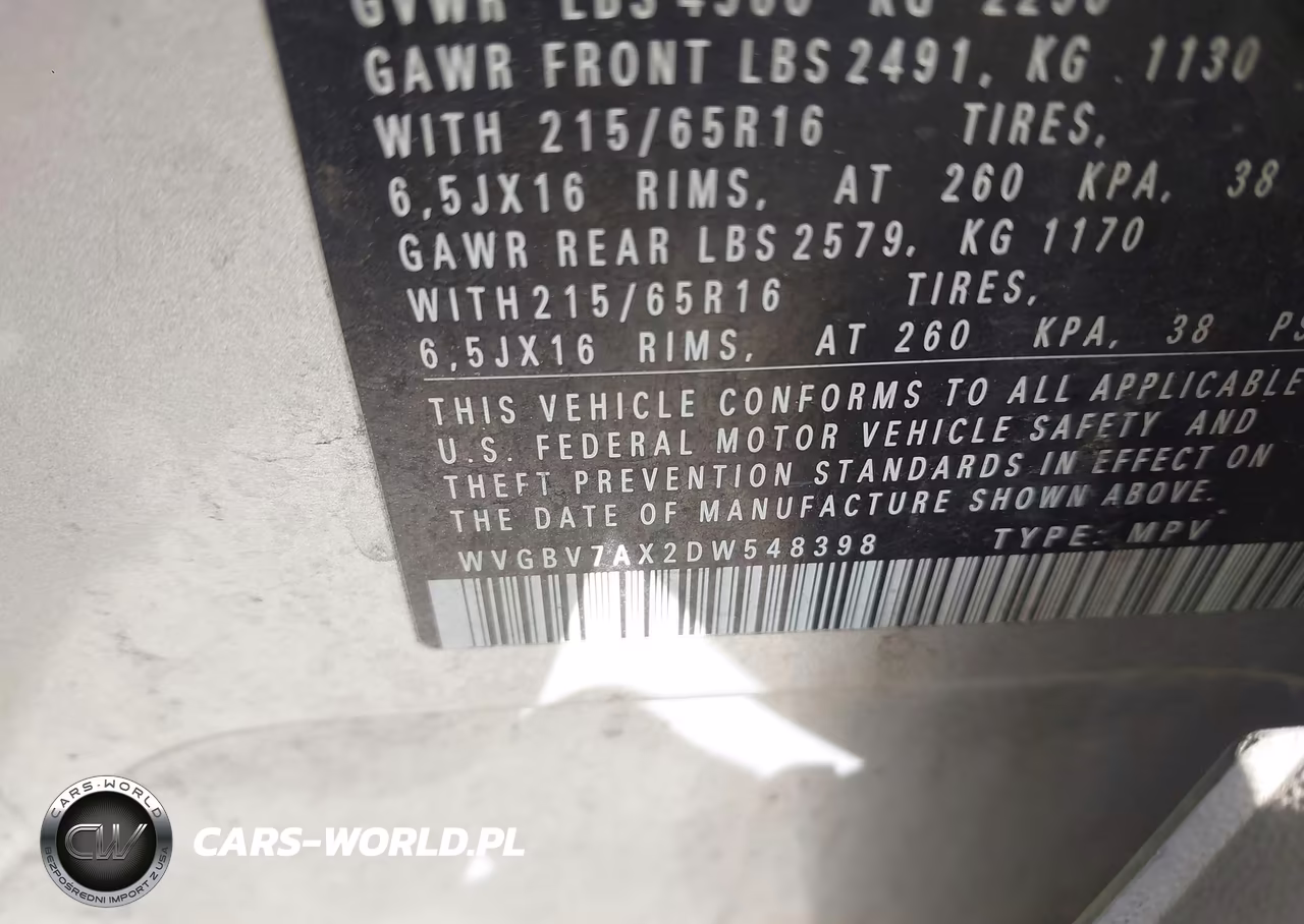 2013 Volkswagen Tiguan S VIN:WVGBV7AX2DW548398 - 9