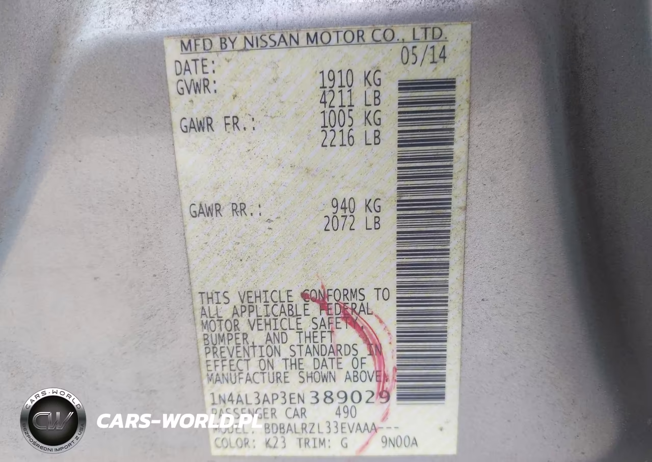 2014 Nissan Altima 2.5 S VIN:1N4AL3AP3EN389029 - 9