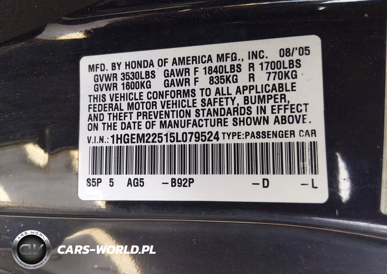 2005 Honda Civic Lx VIN:1HGEM22515L079524 - 9