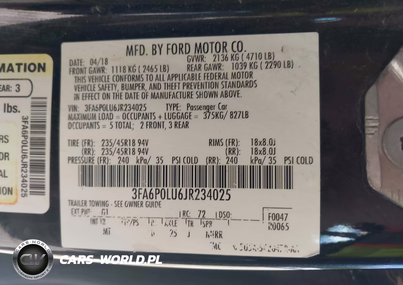 2018 Ford Fusion Se Hybrid VIN:3FA6P0LU6JR234025 - 9