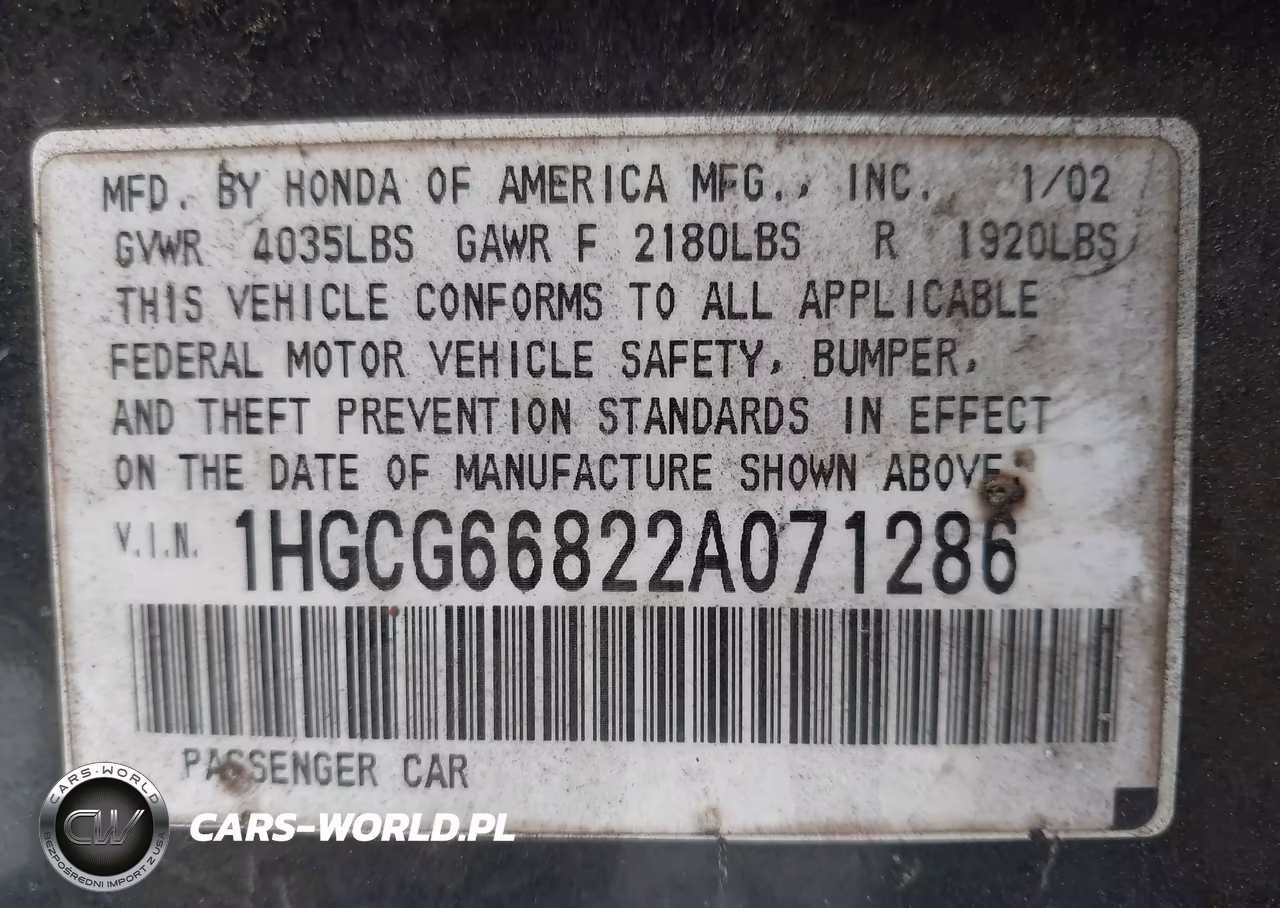 2002 Honda Accord 2.3 Ex-2.3 Se VIN:1HGCG66822A071286 - 9