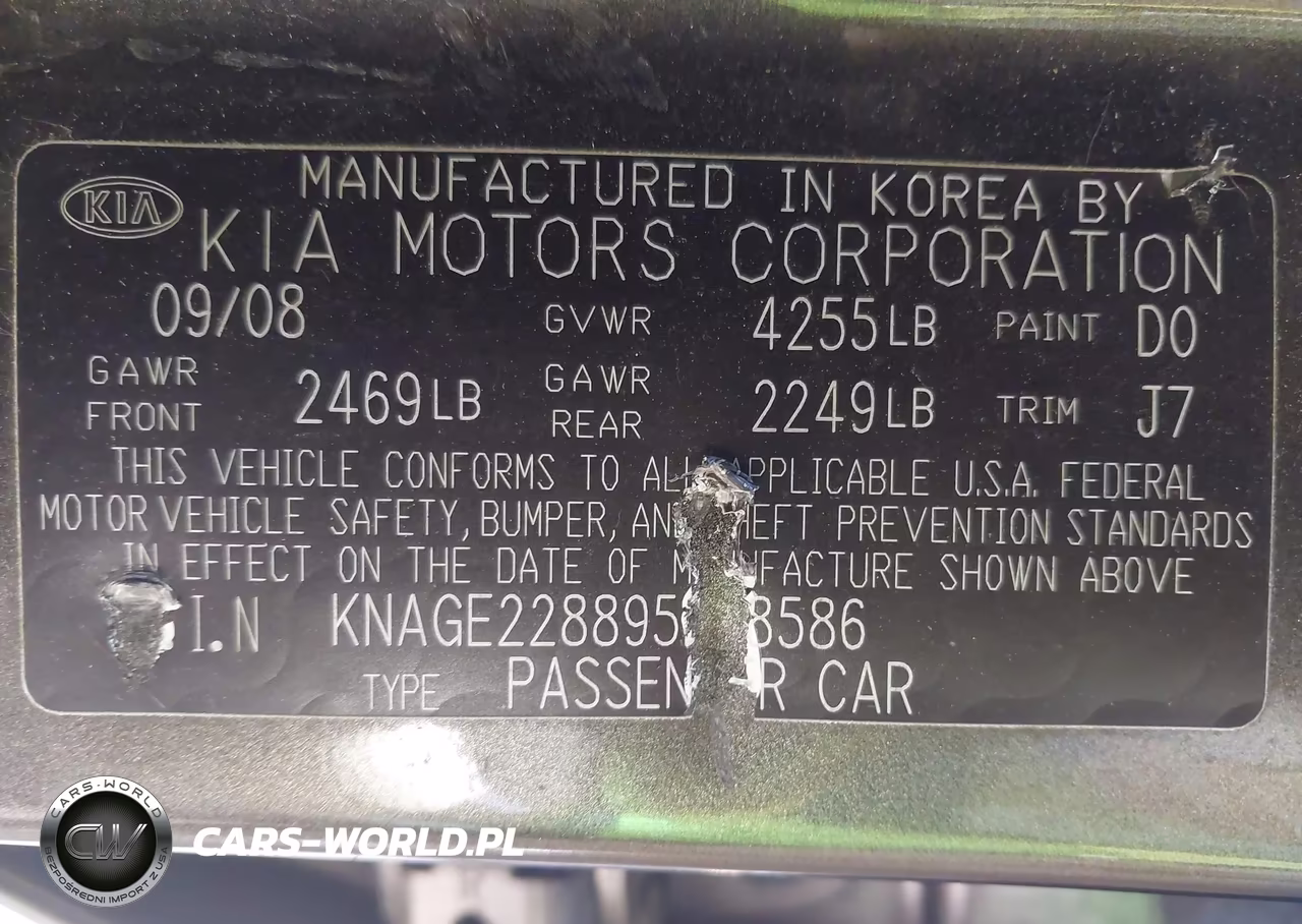 2009 Kia Optima Lx VIN:KNAGE228895288586 - 9