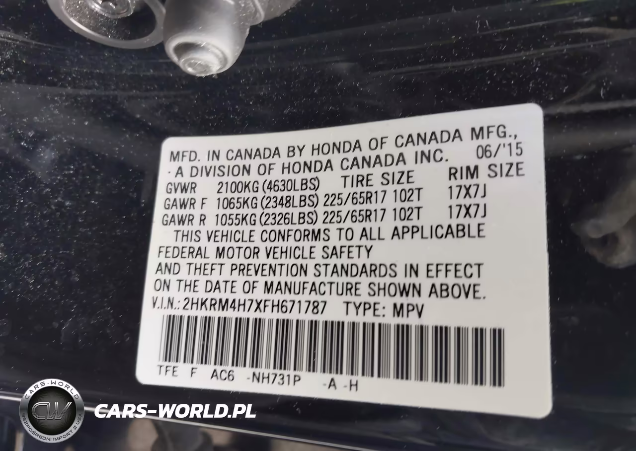 2015 Honda Cr-V Ex-L VIN:2HKRM4H7XFH671787 - 9