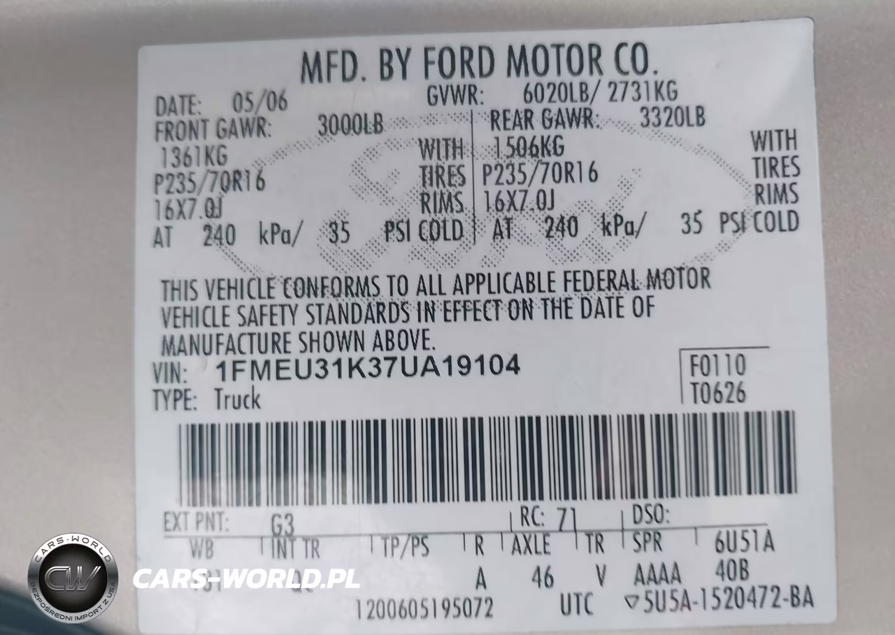 2007 Ford Explorer Sport Trac Xlt VIN:1FMEU31K37UA19104 - 9