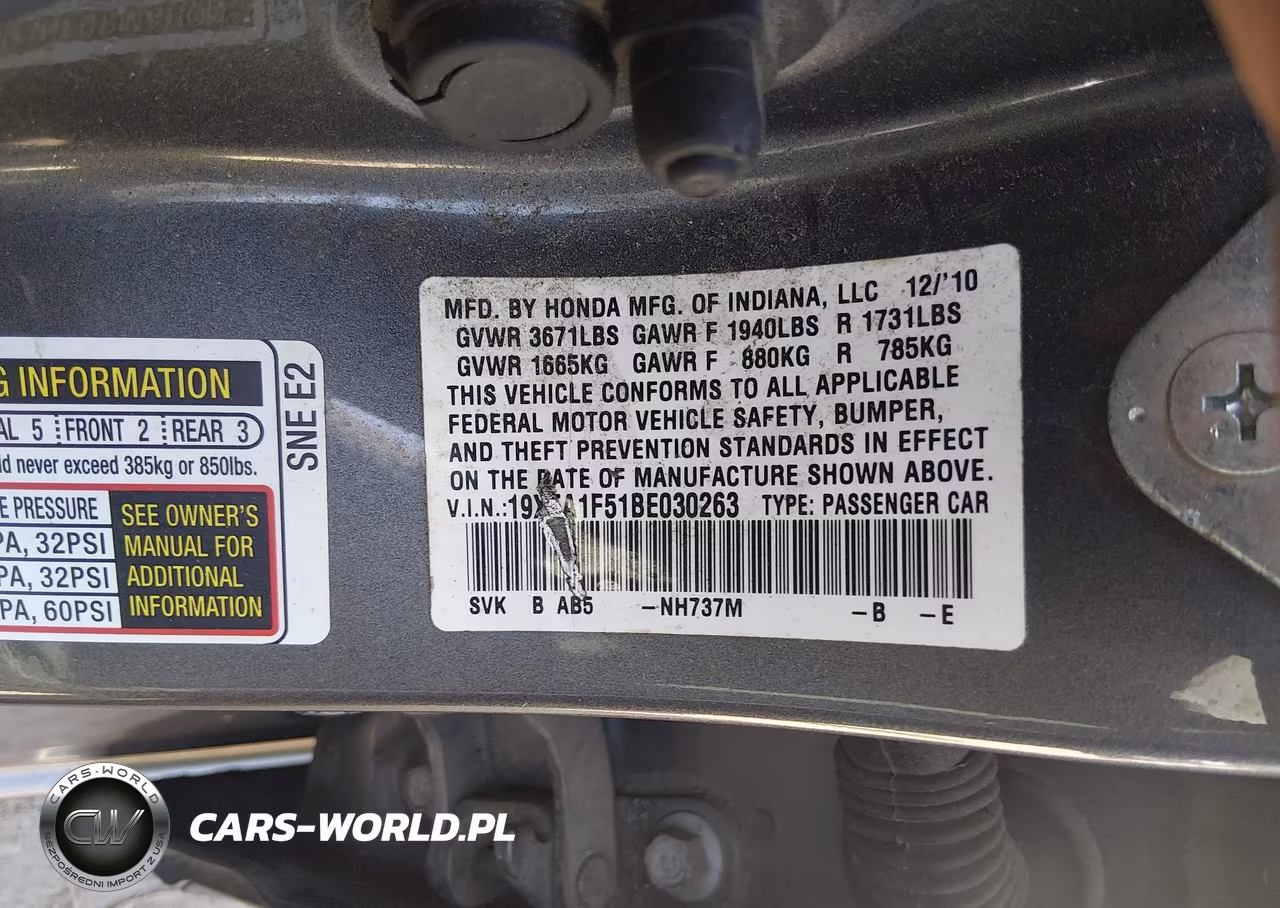 2011 Honda Civic Lx VIN:19XFA1F51BE030263 - 9